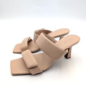 Open Edit Quincy Heel Sandal Women's Adjustable Strap Beige Size US10M EU41